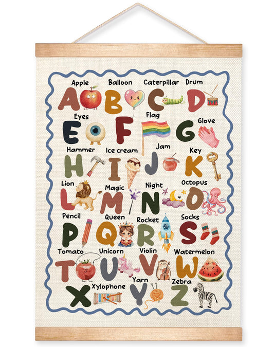 Alphabet Educational Chart 2 for Classroom Decor,Colorful Educational Poster for Toddlers 1-3,Toddler Learning Poster for Ages 3-5 for Nursery Playroom,Classroom Must Haves 14x18.5Inch(Colorful-06)