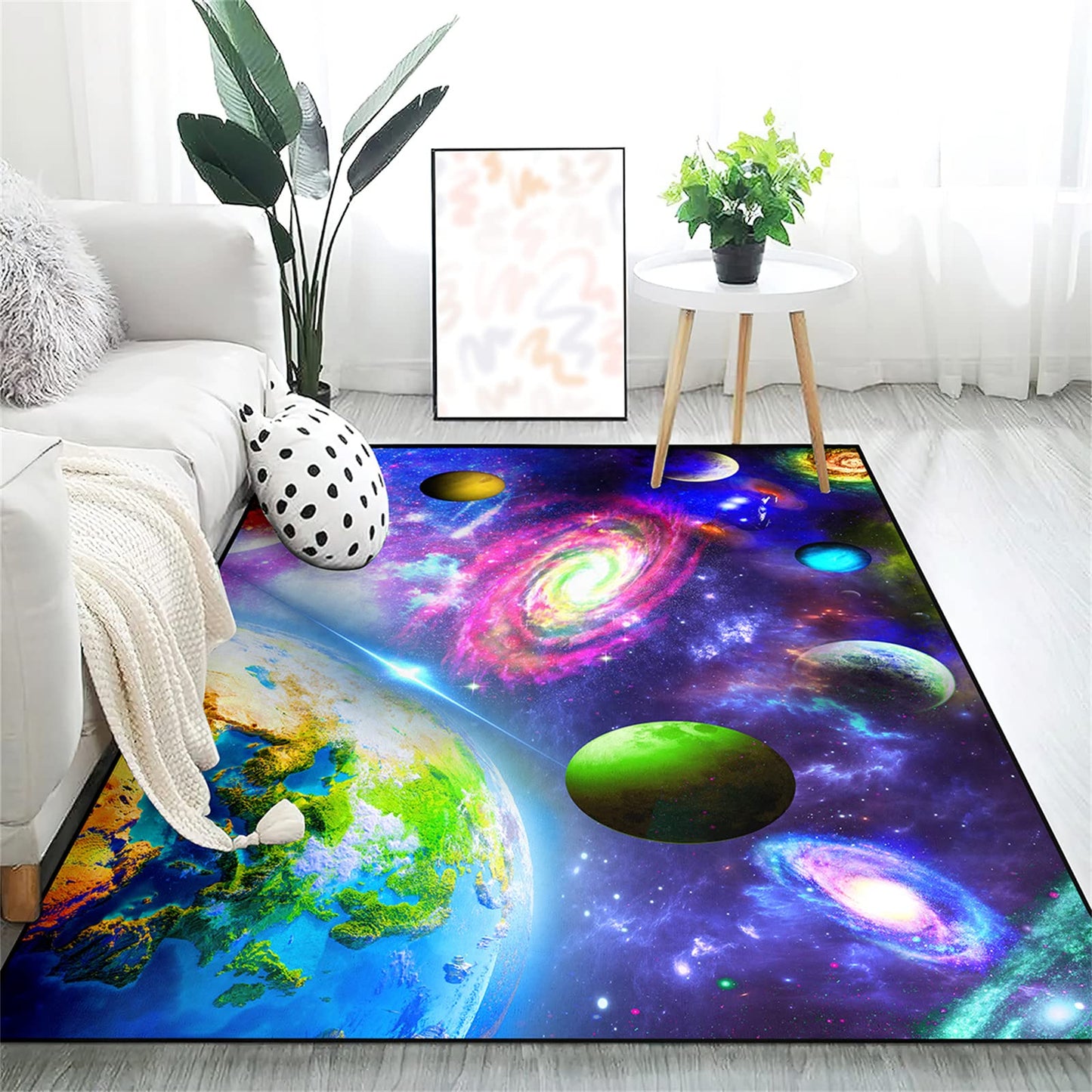 Solar System Rug - Outer Space Rugs Galaxy Mat Planets Carpet for Kids Bedroom Playroom Classroom Home Decor,4'×5'