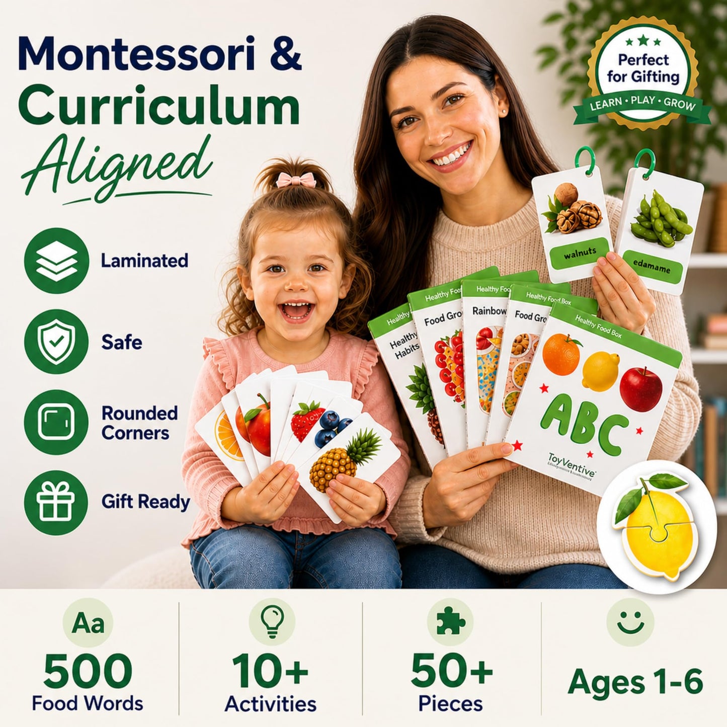 TOYVENTIVE Preschool Activity Set for Boys – Educational Toddler Toys with Flashcards, Matching Games and Montessori Activity Cards for Visual Recognition and Play-Based Exploration – Ages 1