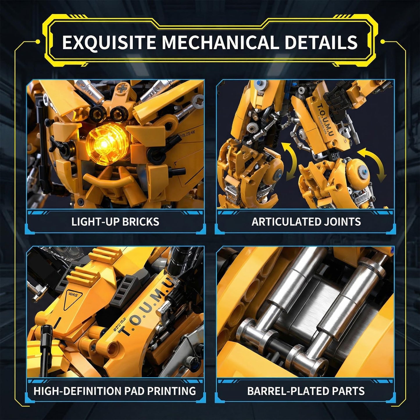 Myth Qholve 2 in 1 Wasp Robot Building Set Transforming Mecha Model Kit with Light-Up Core, Large Sci-Fi Mechanical Insect Display Figure, Advanced Construction Set for Teens and Adults