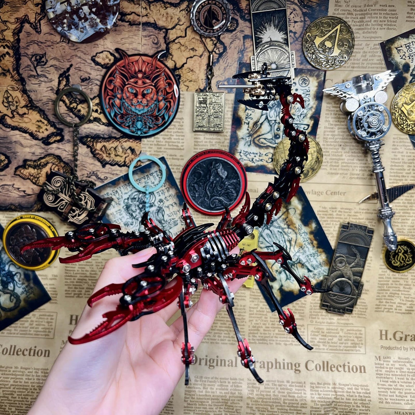 Metalkitor Scorpion 3D Metal Puzzles Kits for Adults Teens – 454 Pcs – Mechanical Assembly Models – 4 Hours to Build – Ideal for Gifts and Decorations (Red and Black)