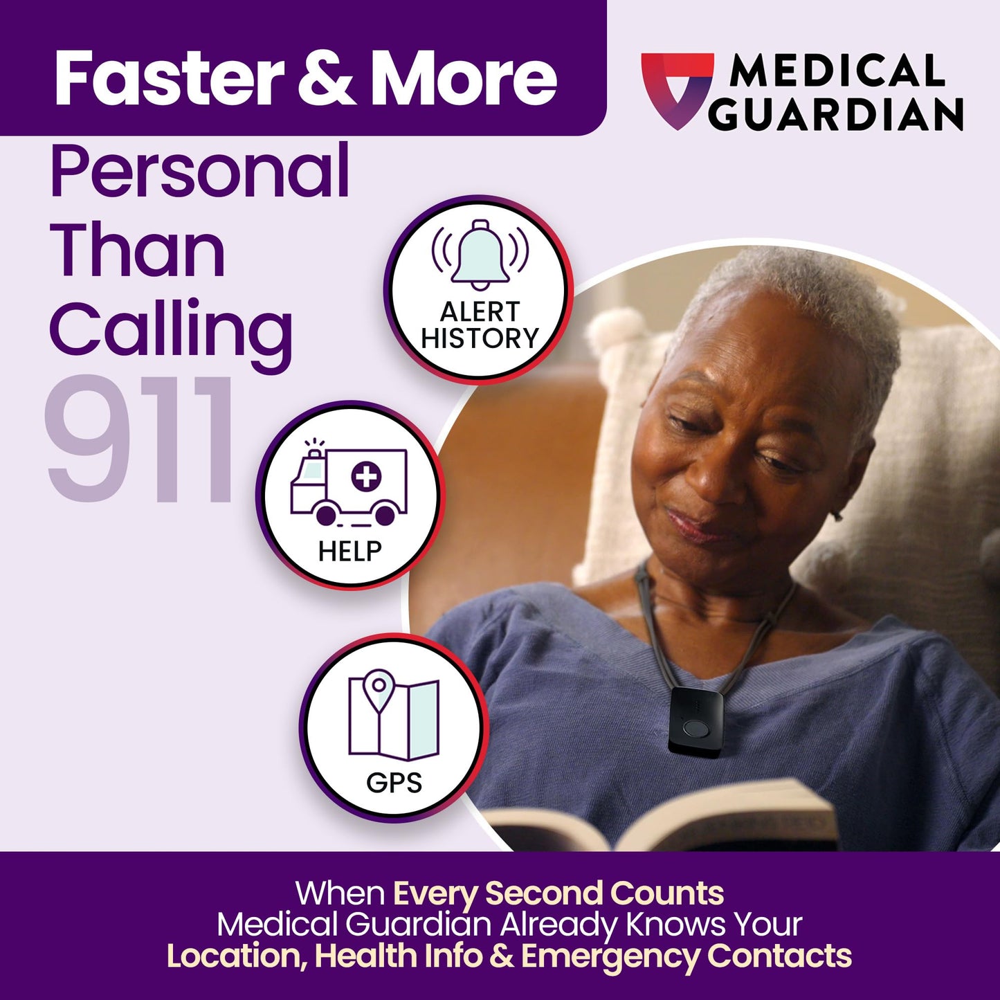 Medical Guardian MGMini | Get Help Instantly & Stay Independent | Medical Alert Device for Seniors | 24/7 Monitoring, GPS Tracking, Emergency Button | Subscription Required | Black