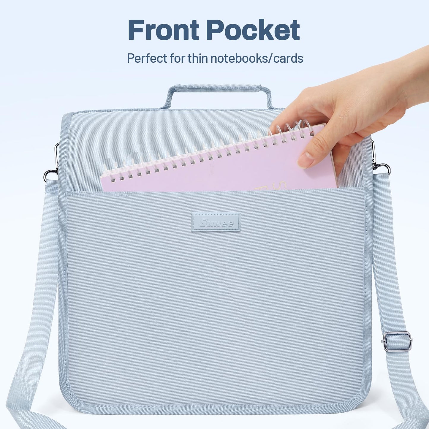 SUNEE Zipper Binder 3 Ring, 3 Inch O-Ring with Handle and Shoulder Strap, 600-Sheet Capacity, 5-Tab Expanding File Folder, Multi-Pockets for Middle School Organizer Binder with Zipper, Dusk Blue