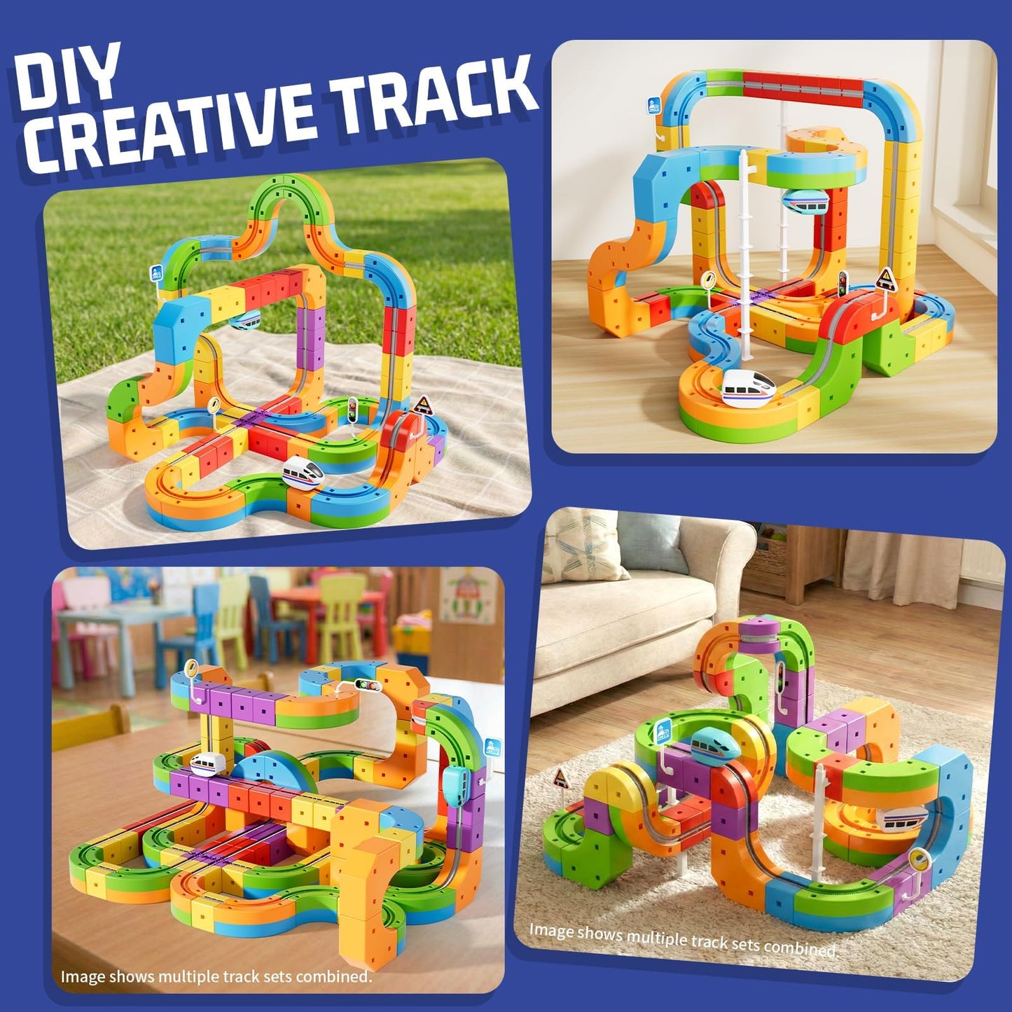 KlickRail Electric Train Set Flexible Race Track for 3 4 5 6 7 8 years old boys and girls, Building Toy Train Track Gravity-Defying 3D Embedded Layouts & Motorized Car, STEM Gift(Deluxe Set(88 Piece))