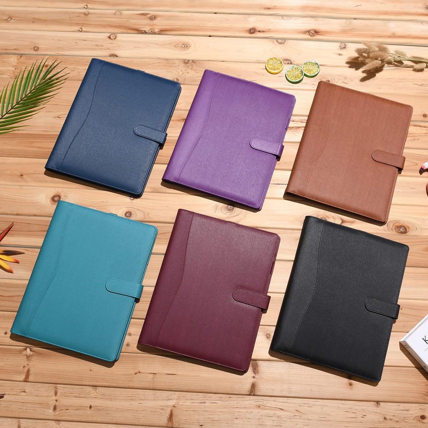 Wonderpool A4 PU Leather Portfolio Holder Ring File Document Case with Removable Binder Clipboard, Multi Pocket and Legal Pad for Business Organizer Interview and Meeting (Wine red)