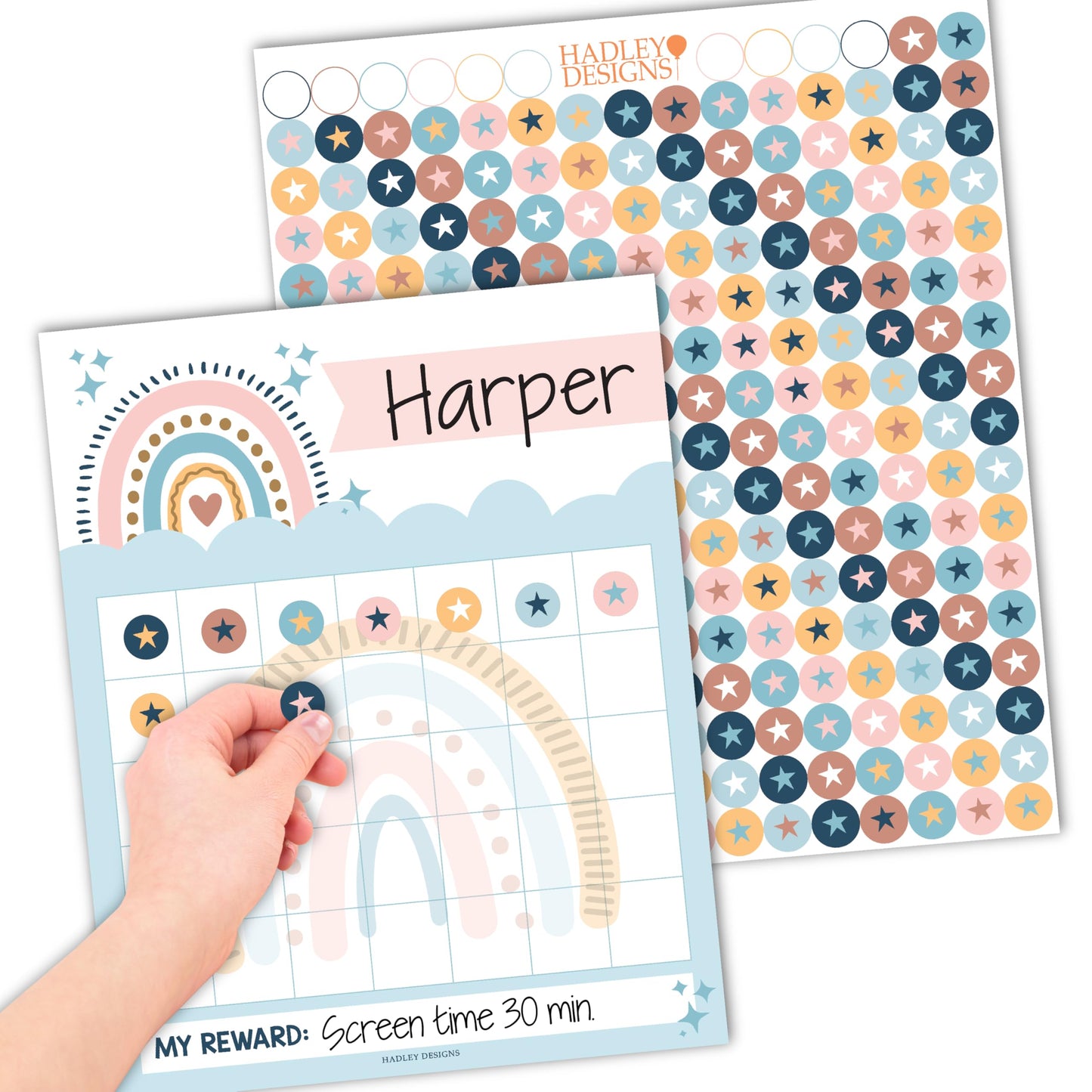 Sticker Chart for Kids Behavior at Home & Classroom - 25 Reward Chart for Kids Incentives, Gold Star Sticker Sheets, Boho Incentive Charts for Classroom Must Haves