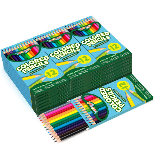 YEGEER 216 Count Colored Pencils Bulk, 12 Assorted Colors, 18 Packs Pre-sharpened Coloring Pencils Set for Kids and Adult, Teachers Essential Classroom Prizes, Back to School Supplies