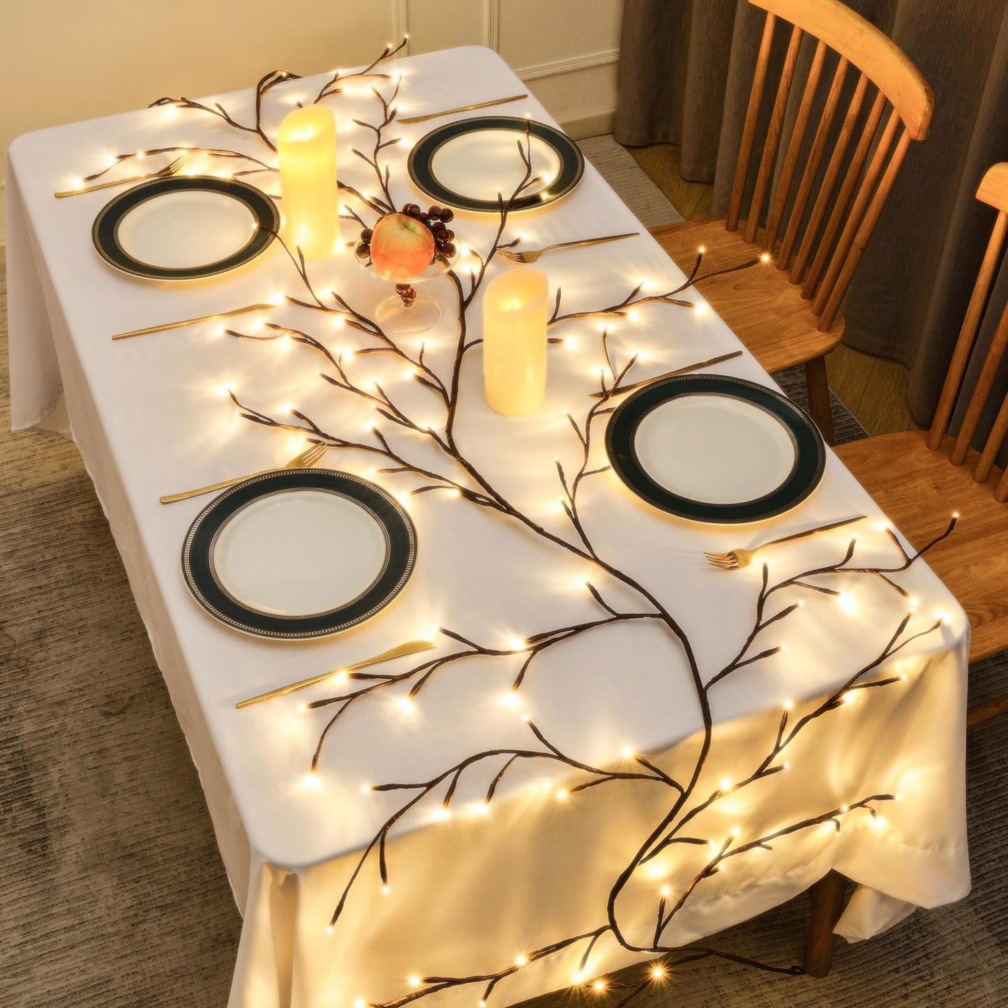 CAMANTU Willow Vine Lights, 160 LEDs, 9.5 ft, Remote Control, 8 Modes, Indoor Christmas Decor, Brown