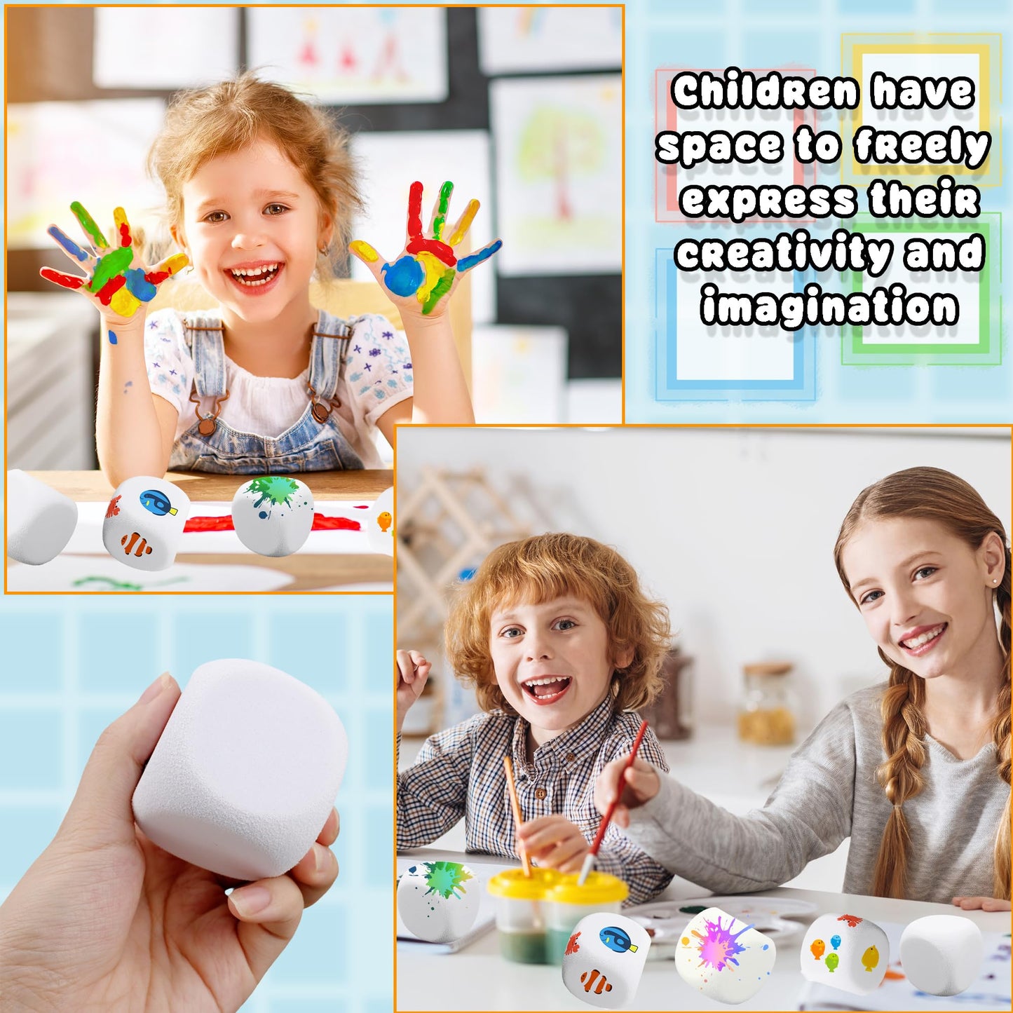 30 Pack 2 Inch Back to School White EVA Foam Dices Blank Dice Cubes Bulk DIY Graffiti Foam Building Blocks for Creative Painting Crafting Game Counting Modeling Art Project Party Favors