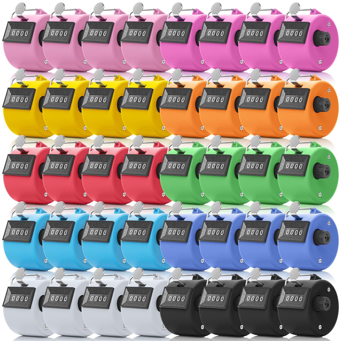 Kingdder 40 Pcs Handheld Tally Counter, 4 Digit Number Clicker Counter, Metal Hand Mechanical Register for Coaching, Knitting, People, Golf and Row