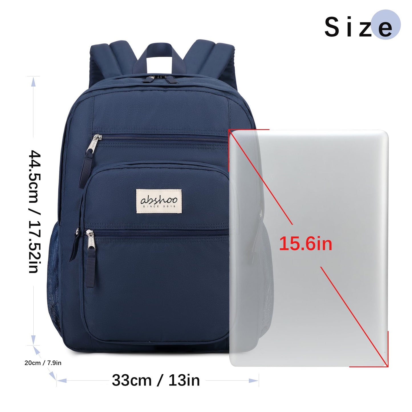 abshoo 34L Big Student Backpack for School Water Resistant Lightweight College Bookbag Travel Backpack (Navy)