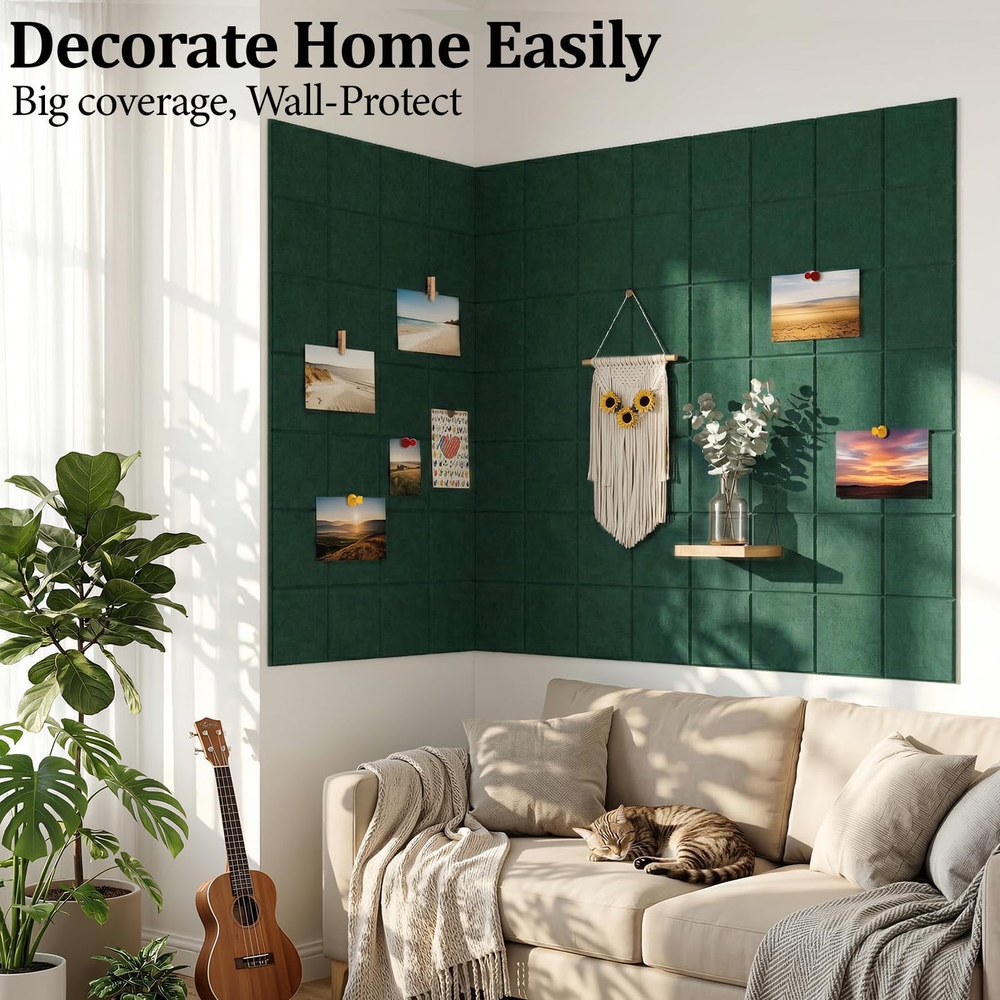 Large Felt Bulletin Board for Walls: 6-Pack Black Cork Board Alternative 11.8x11.8 Inch Peel and Stick Pin Board Wall Decor for Home Organization, Office Memo Board, Self-Adhesive Wall Tiles