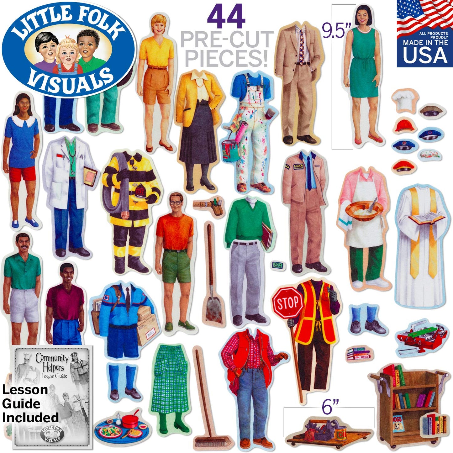 Little Folk Visuals Small Community Helpers Precut Felt Pieces, 44 Pieces Set