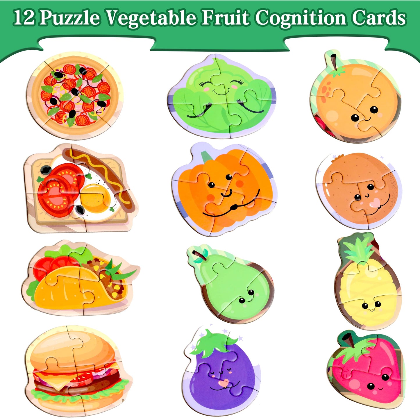 Magnetic Puzzles for Kids Ages 1-3, Travel Toddler Puzzles Ages 2-4 Year, Food Activities Toy for Boys & Girls 3-5 yo - Learning Magnet Gift for Road Trip