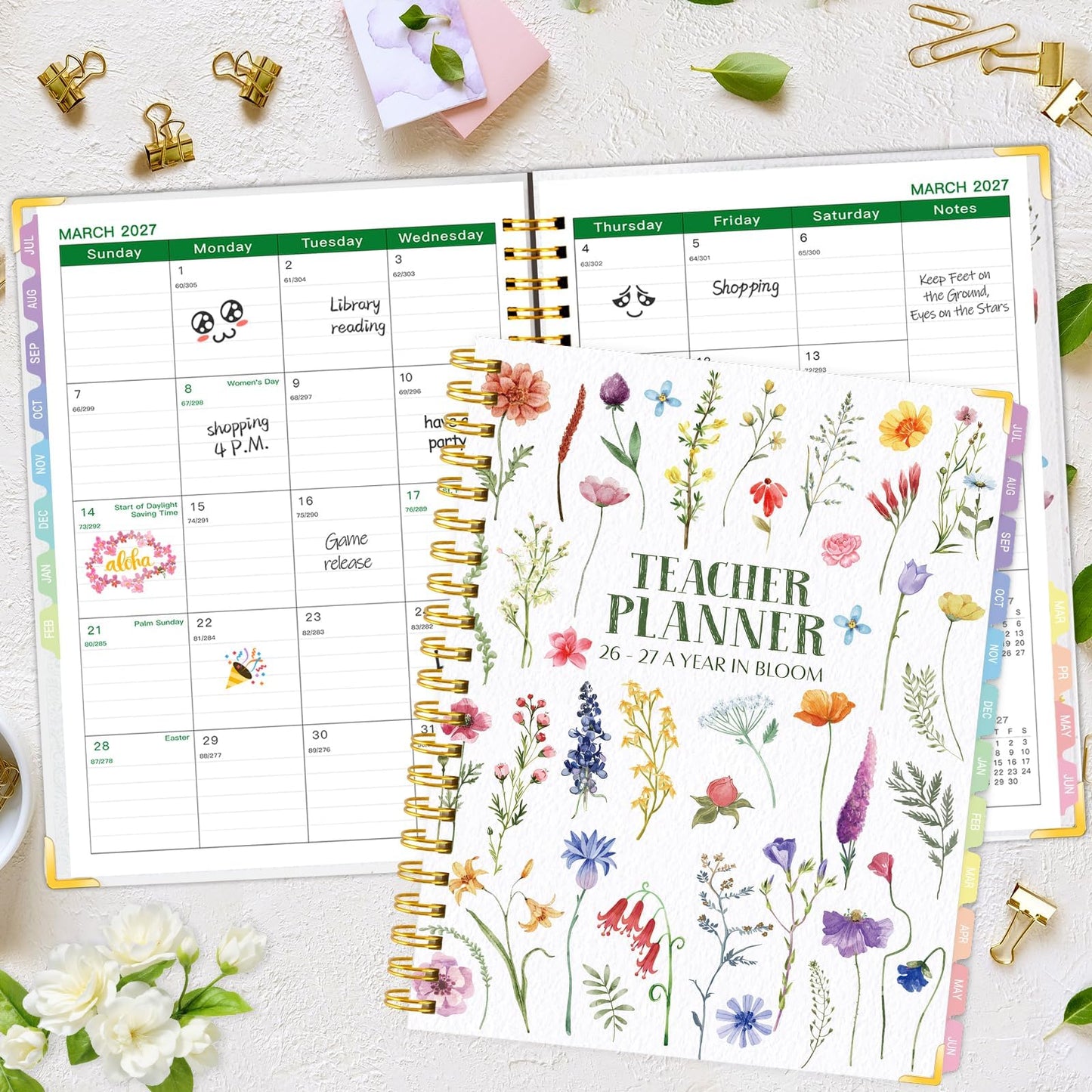 2026-2027 Teacher Planner - Lesson Plan Book for Teachers 26-27, 8.5"x11" Big Academic Planner from July 2026 to June 2027, Weekly & Monthly School Agendar Book with Tab,Stickers for Teachers Supplies