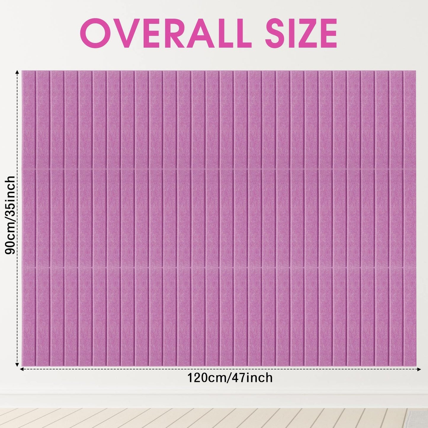 Honoson 12 Pack 48"x 36" Large Cork Board Alternative Felt Bulletin Board Wall Tiles with Safe Square Adhesive Roll Cork Tiles for Walls Home Office Classroom Back to School Pin Panels(Purple)