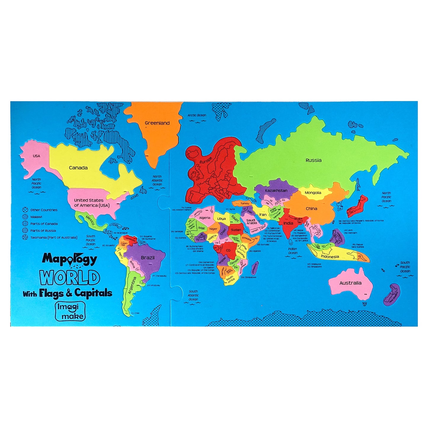 Imagimake Mapology World Map Puzzle - Includes Country Flags & Capitals | Fun Jigsaw Puzzle Kids Ages 5-8 | Educational Toys for Ages 8-13 | Geography Gifts for Girls & Boys 5, 6, 7, 8, 9, 10, 11, 12