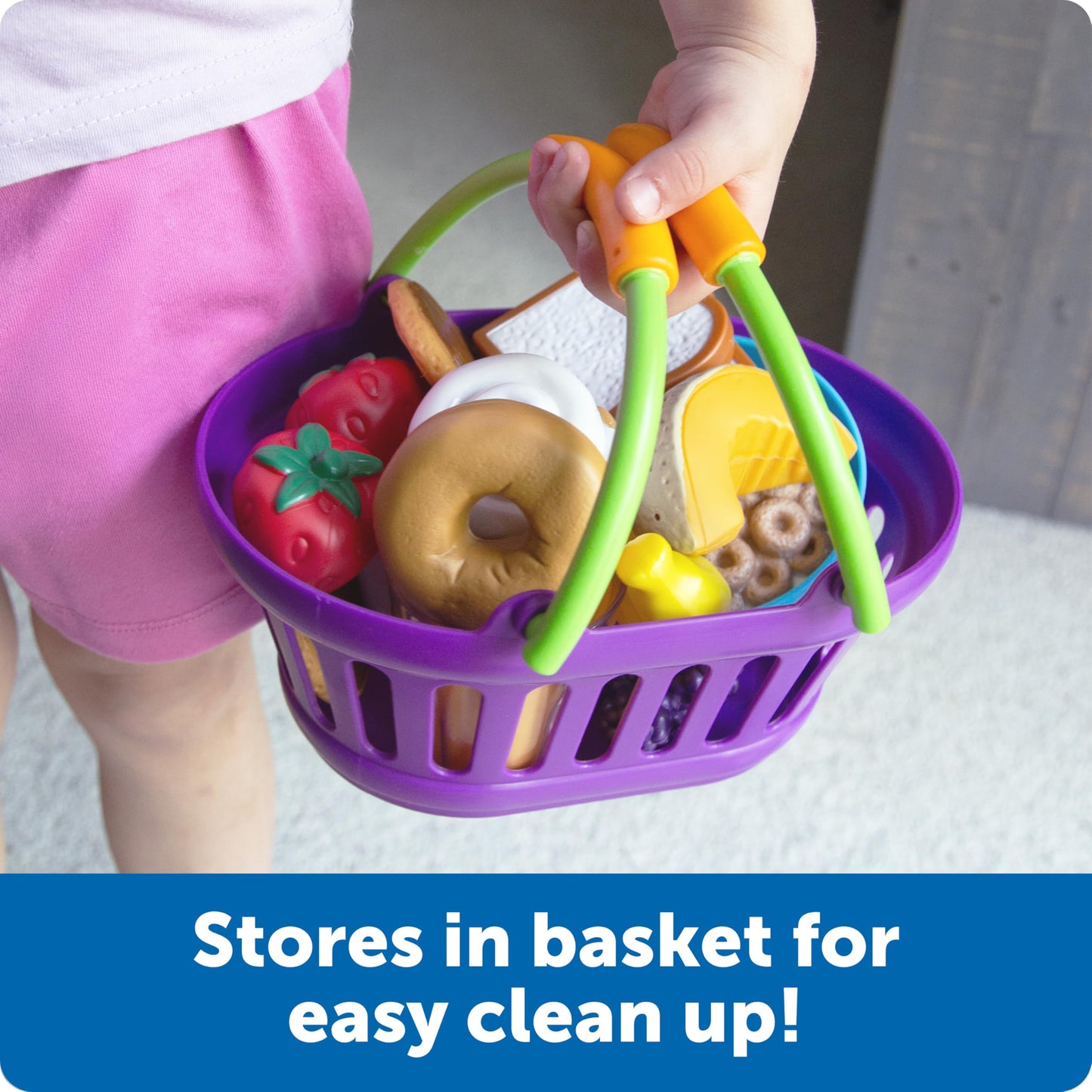 Learning Resources New Sprouts Breakfast Foods Basket - 16 Pieces, Ages 18+ months Pretend Play Food for Toddlers, Toddler Kitchen Toys, Preschool Learning Toys