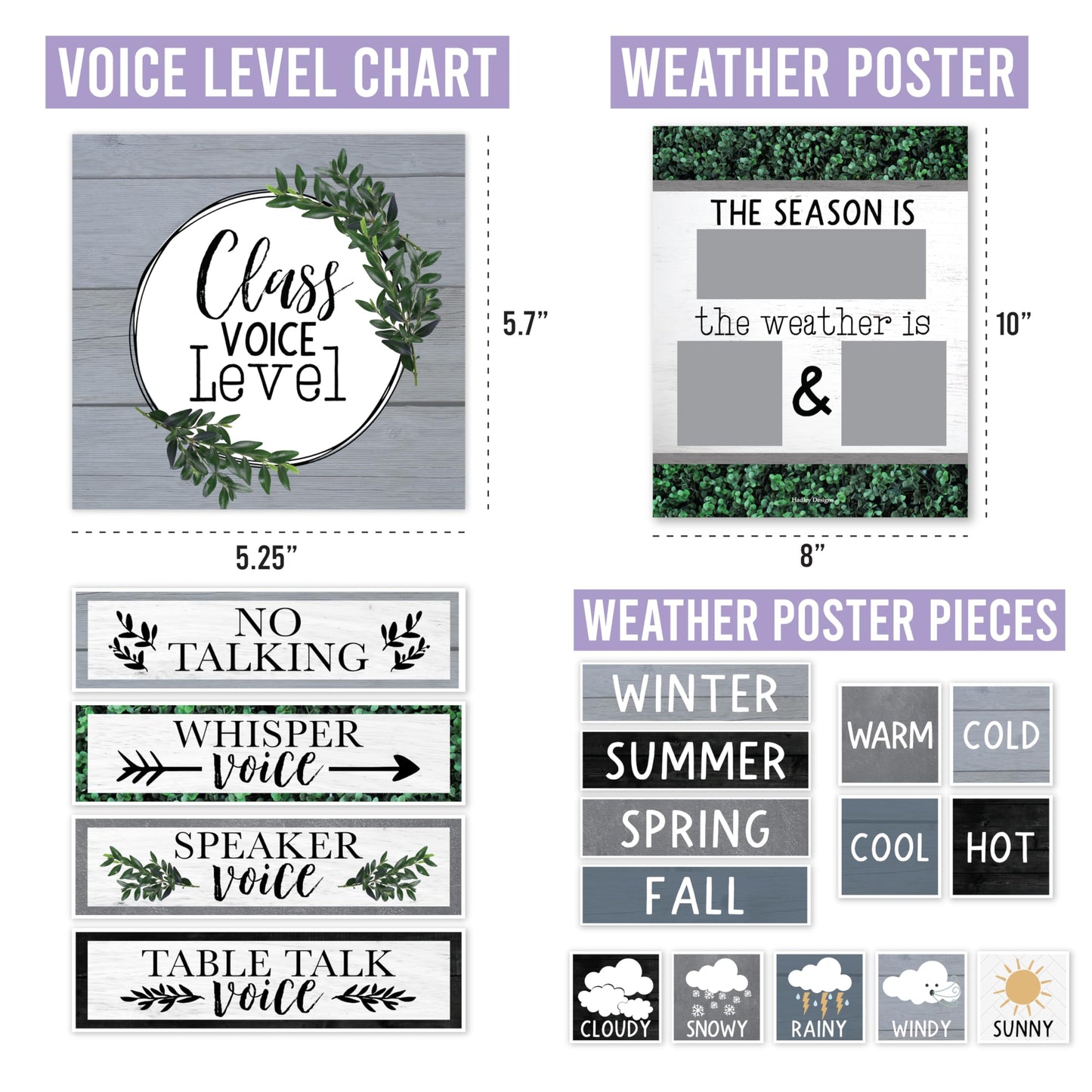 Hadley Designs Classroom Calendar Set Bulletin Board Decorations - Neutral School Calendar for Classroom Decor, Kindergarten Preschool Elementary Teacher Must Haves, Homeschool & Daycare Essentials
