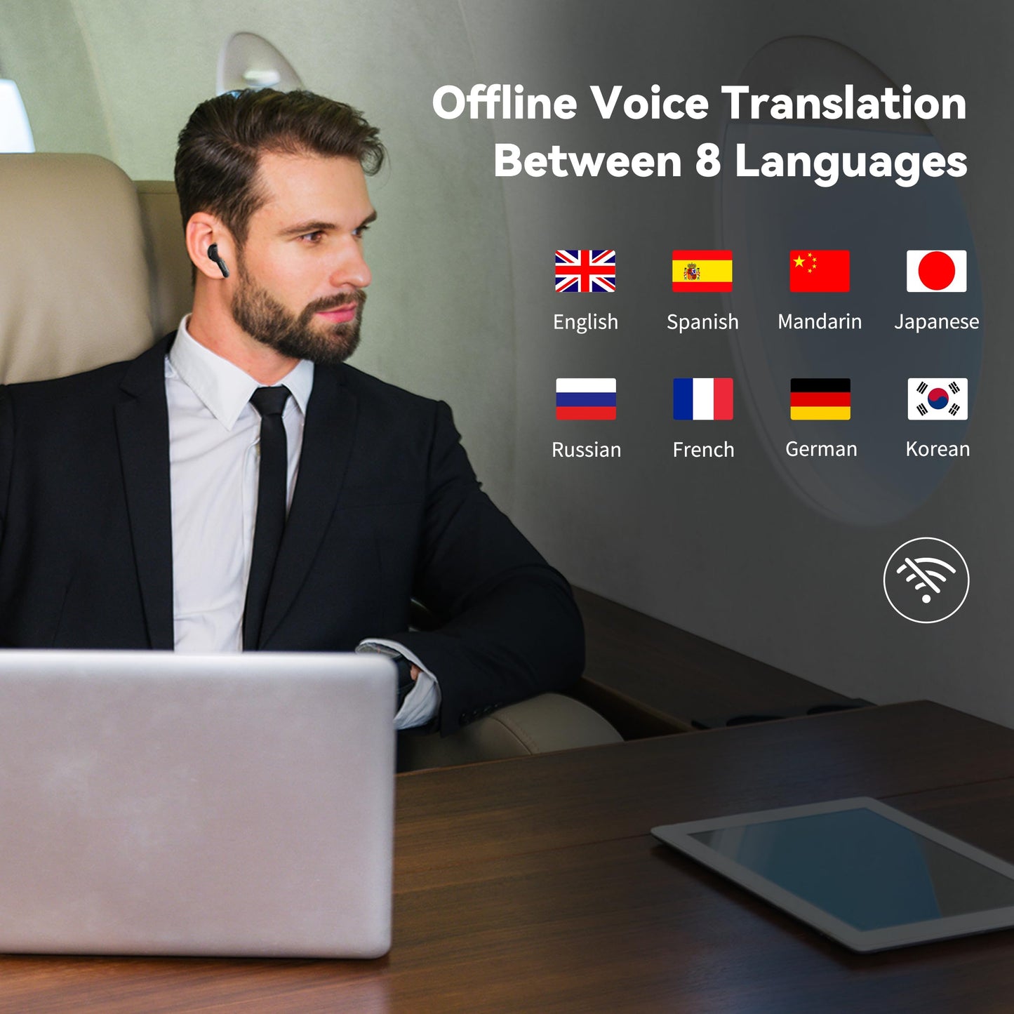 ANFIER Offline AI Translator Earbuds M3 Language Translator Device Translation Earbuds Real Time Support 144 Languages No Subscription Required (with Lifetime Free Offline Translation Black)