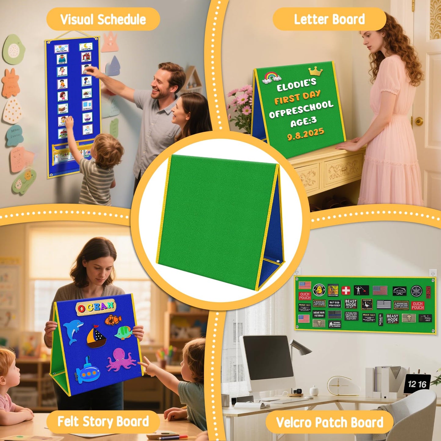 AKAYOK Foldable Felt Board for Toddlers, Double-Sided Flannel Boards Stories for Preschool Learning, Interactive Storytelling & Play, 33" x 12" Portable Felt Letter Board for Home & Classroom Use
