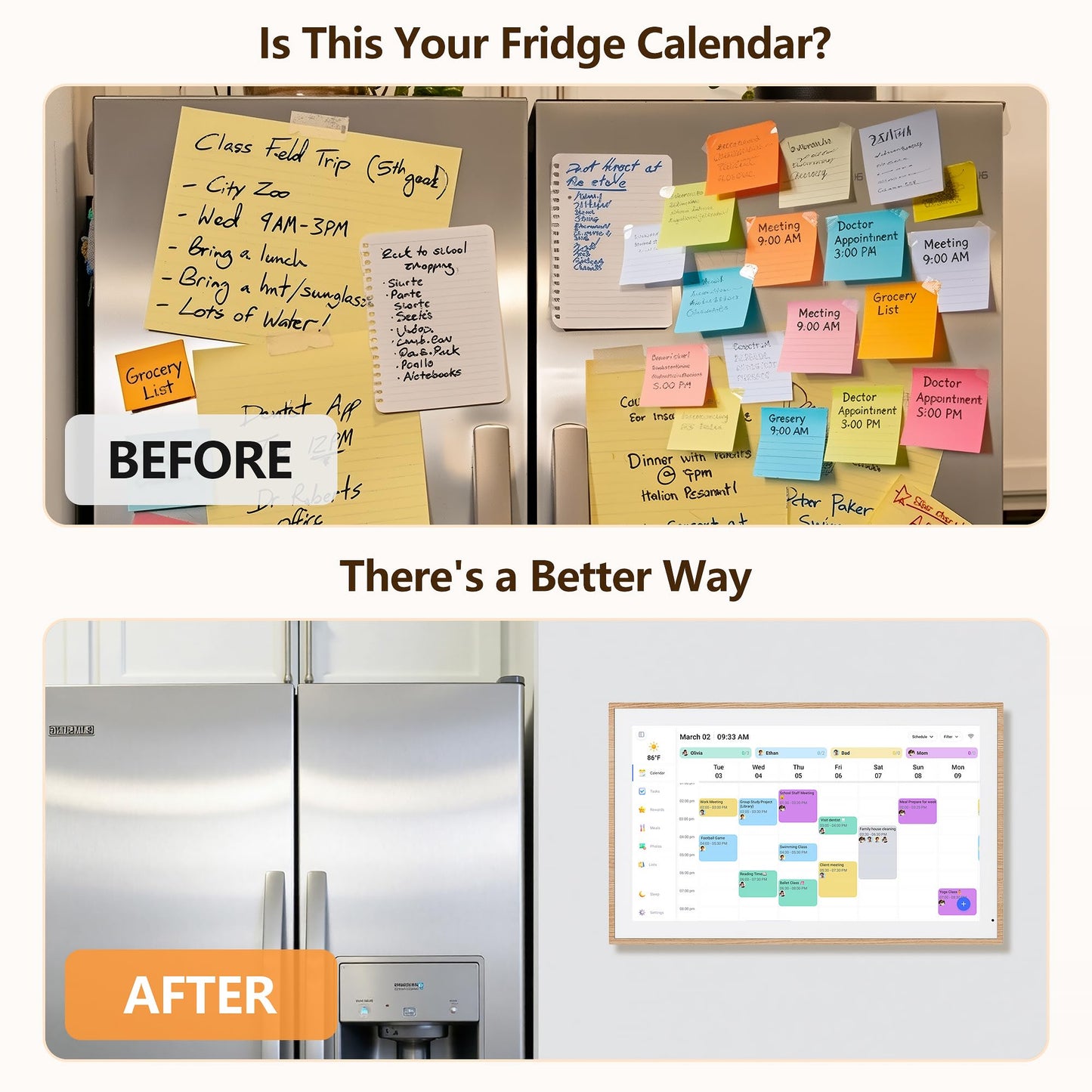 Digital Calendar, 15.6 Inch Wall Planner Electronic Calendar & Chore Chart, Smart Touchscreen Interactive Display for Family Schedules, Great for Organizing Your Routines, Wall & Desk Mountable