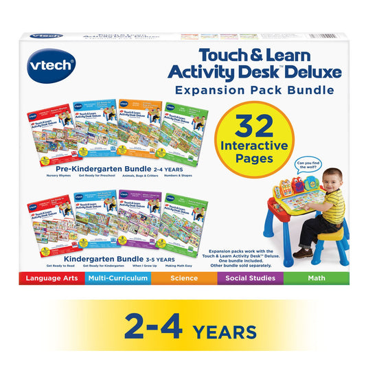 VTech Touch and Learn Activity Desk Deluxe 4-in-1 Pre-Kindergarten Expansion Pack Bundle for Age 2-4
