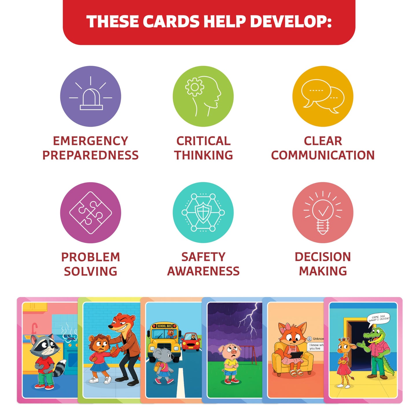 Who What Why Emergency & Safety Conversation Cards for Kids – Social Skills & Critical Thinking Game – Safety Awareness, Decision-Making & Communication Cards, Speech Therapy & SEL Tool, Ages 4+