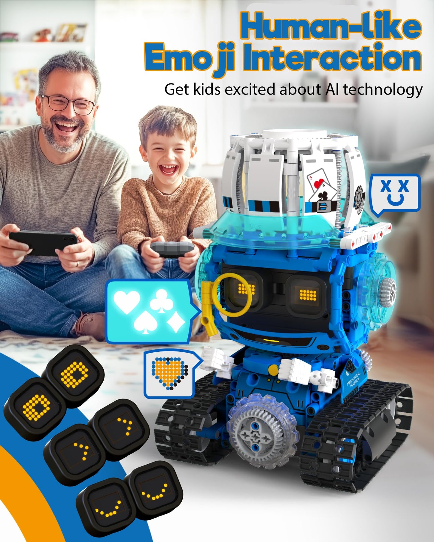 Opmind 5 in 1 STEM Robot Building Toys for Boys Age 8-13, 494PCS Remote & App-Controlled Set Educational Coding Toy, Kids DIY Sound & Light Interactive Science Sets, Gift for Boys Girls 10-12