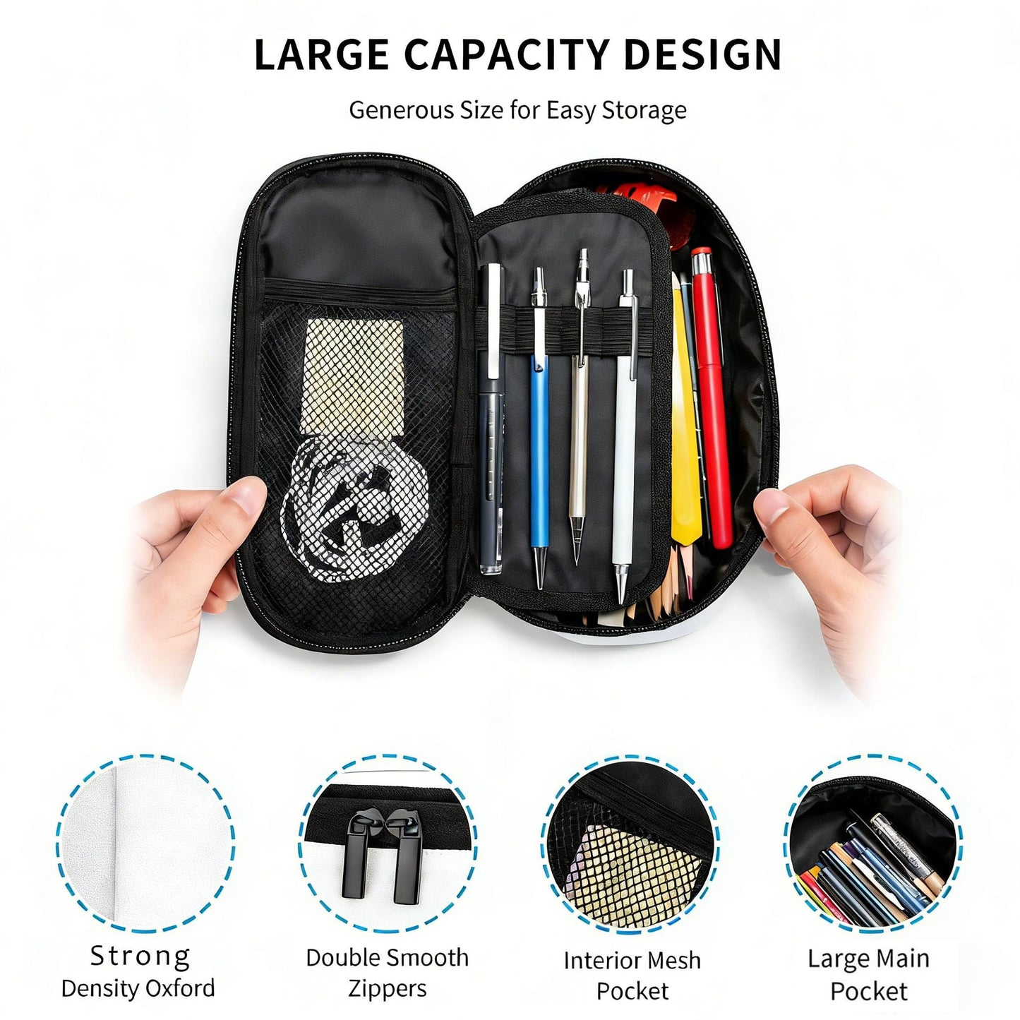 Droerfes Moon Sun Pencil Case Pencil Pouch Large Capacity Pen Bag School Office Organizer Stationery Storage Box For Girls Boys Teen Kids