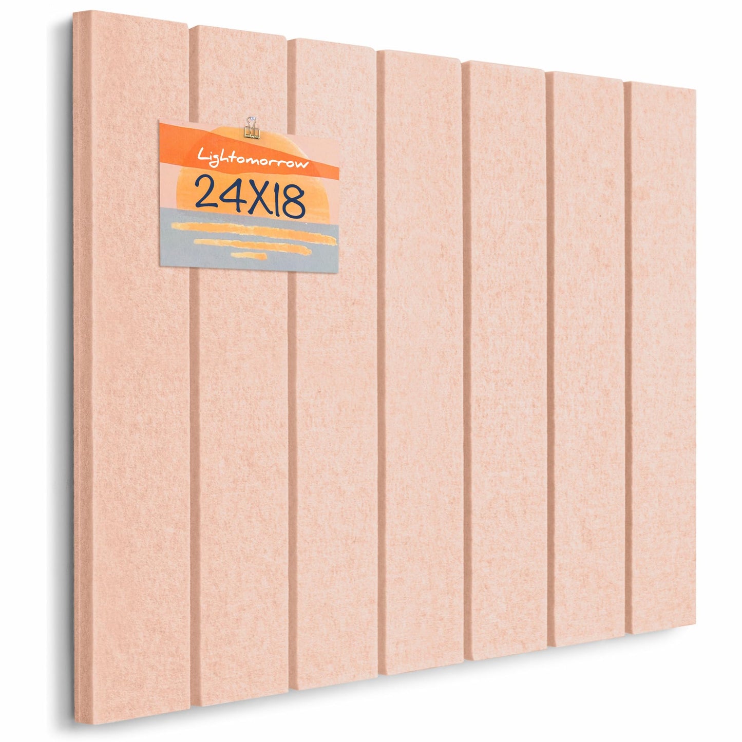 Lightomorrow Bulletin Board, 24 x 18 inches Felt Board Decorative Pin Board, 4' x 3' Cork Board Alternative for Wall, Foldable Photo Board with 20 Pushpins - Mauvey Pink Stripes