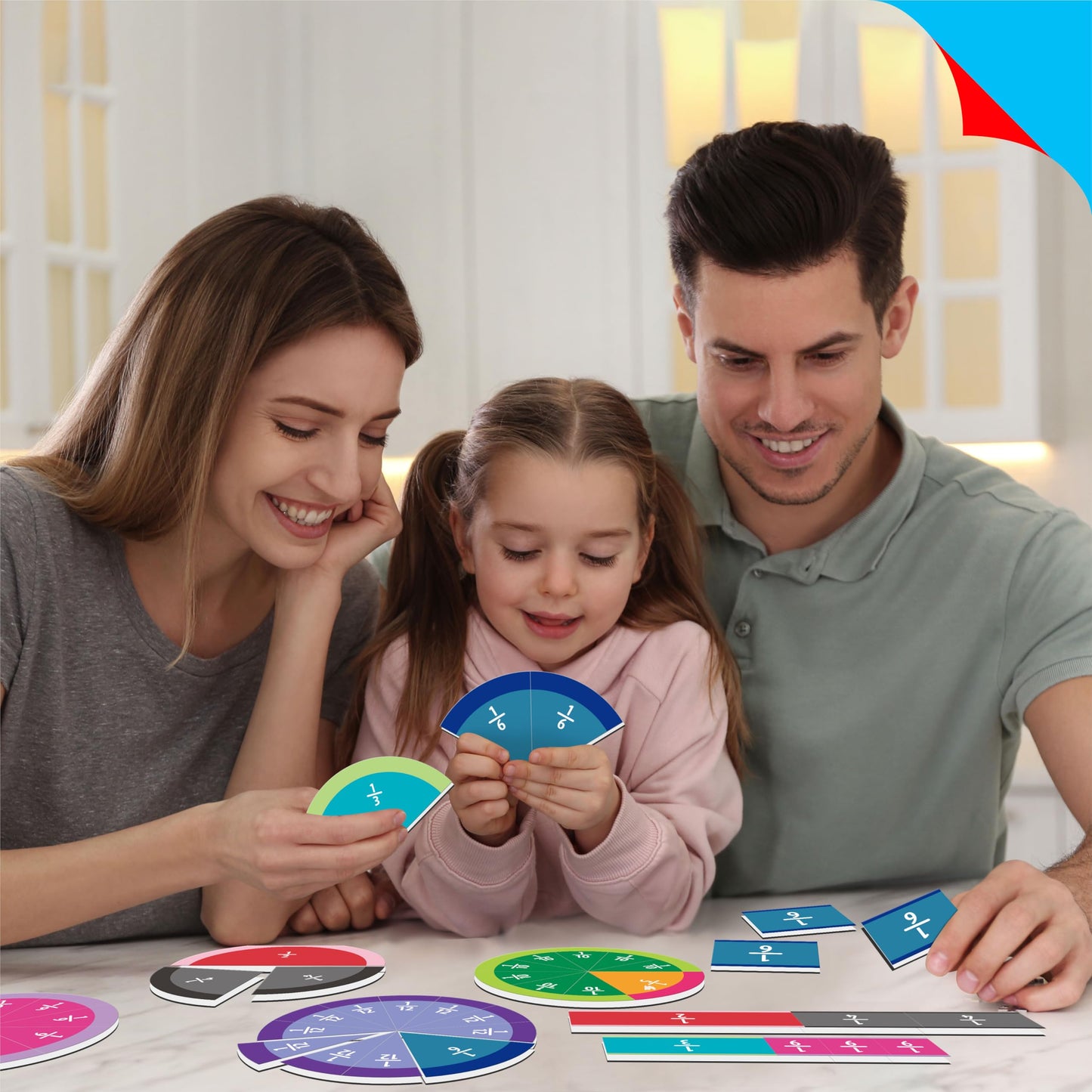 SpriteGru 156 PCS Magnetic Fraction Tiles Circles, Educational Math Magnets Learning Manipulative Fraction Bars Set for Preschool Elementary School