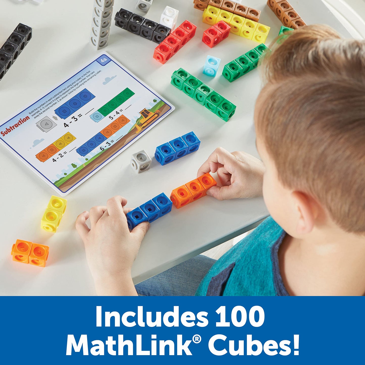 Learning Resources MathLink Cubes Kindergarten Math Activity Set: Mathmobiles 115 Pieces, Ages 5 and Up Kindergarten STEM Activities, Math Activity Set and Games for Kids