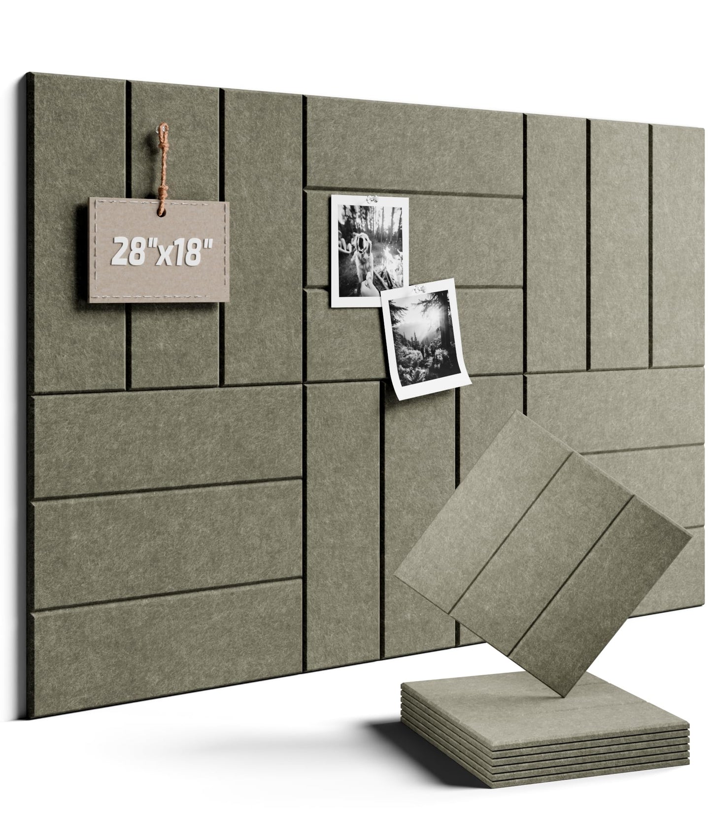 Felt Bulletin Board Tiles -28"x18" with 40 Adhesive Tabs, Cork Board Alternative for Office Decor, Push Pin Board Wall Organizer 6-Pack (Earth Brown)