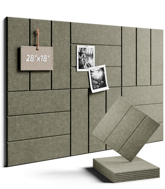 Felt Bulletin Board Tiles -28"x18" with 40 Adhesive Tabs, Cork Board Alternative for Office Decor, Push Pin Board Wall Organizer 6-Pack (Earth Brown)
