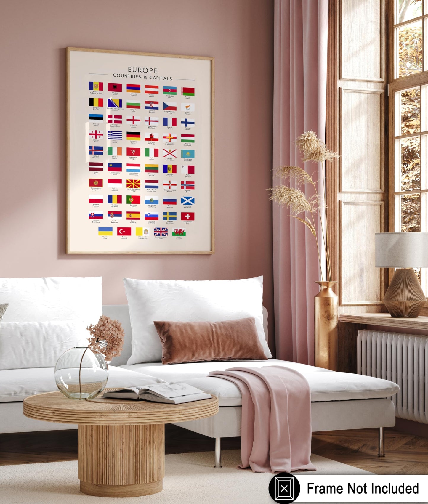 Poster Master Flags of Europe Poster - European Countries & Capitals Print - Learning Materials Art - Gift for Student & Teacher - Wall Decor for School, Classroom or Library - 8x10 UNFRAMED Wall Art