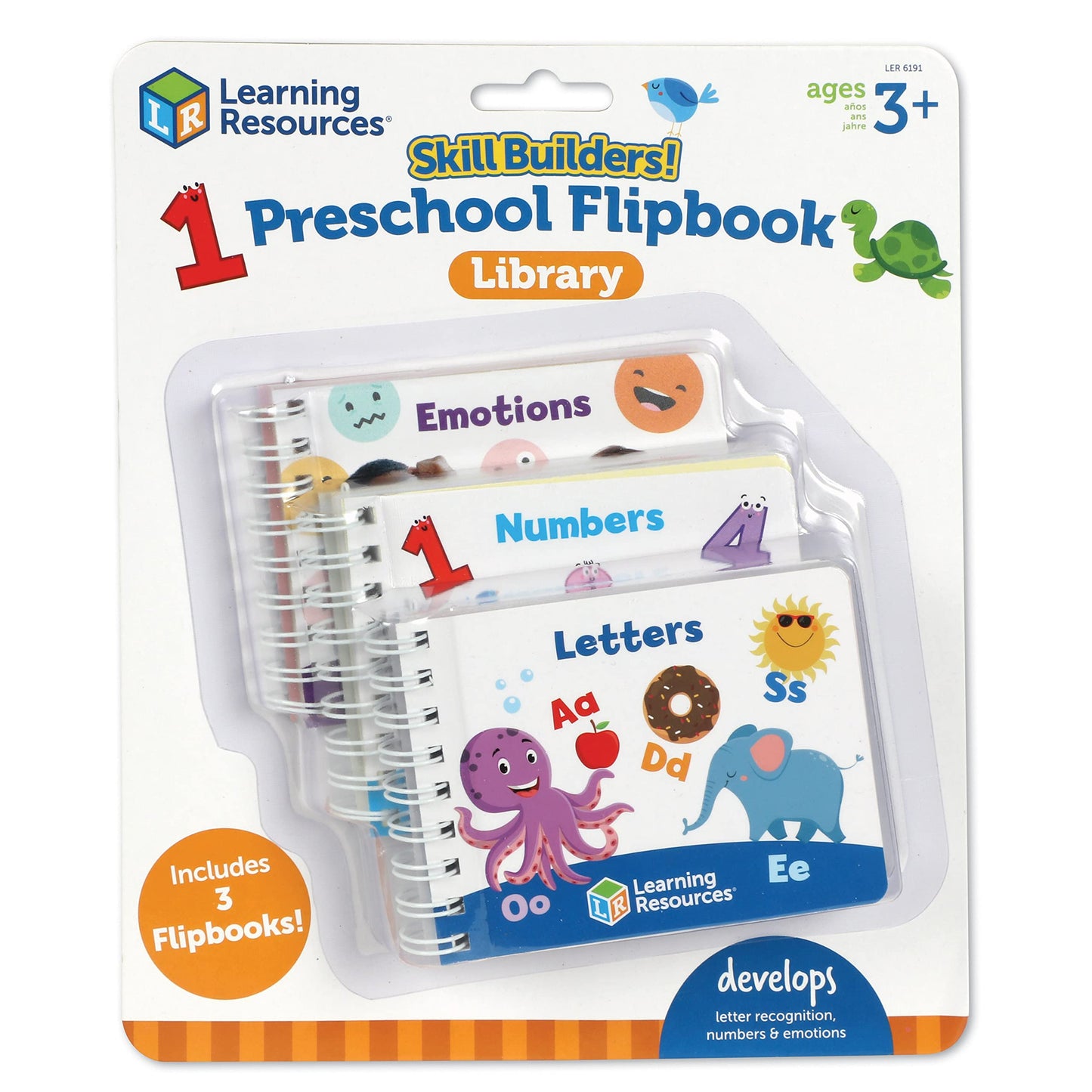 Learning Resources Skill Builders! Preschool Flipbook,3 Pieces, Ages 3+, Library Preschool, Learning Activities, letters, numbers, counting, toddler activity book