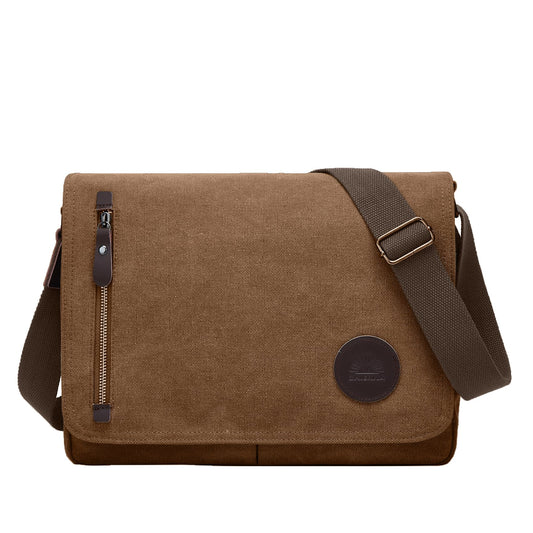 ZHIERNA Canvas Satchel Messenger Bag for Men Women, Vintage Shoulder Crossbody 13.3" Laptop Bag for Work Travel (Brown)