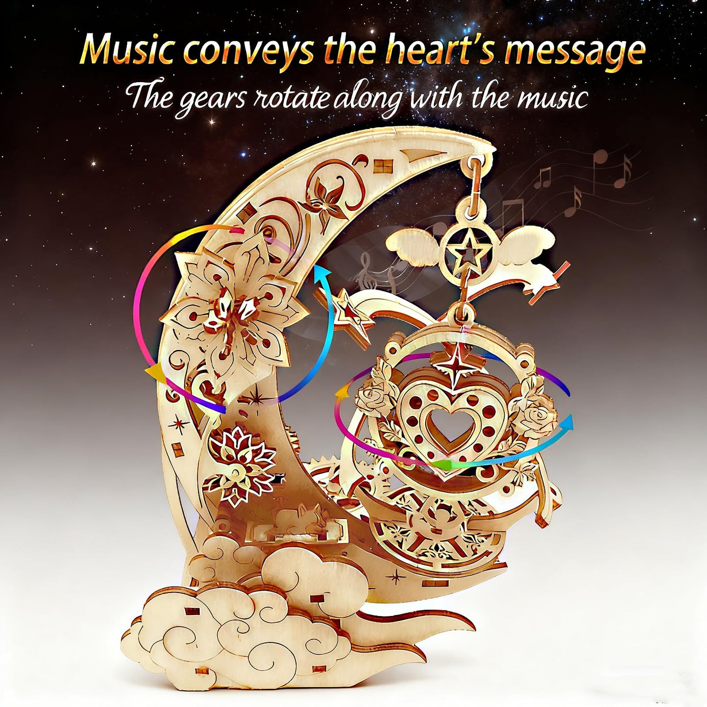3D Wooden Puzzles for Adults Teens DIY Music Box Wood Model Kit Craft Kits Mechanical Engineering Building Toys to Build for Age 14+ Years Old Cool Birthday Gift