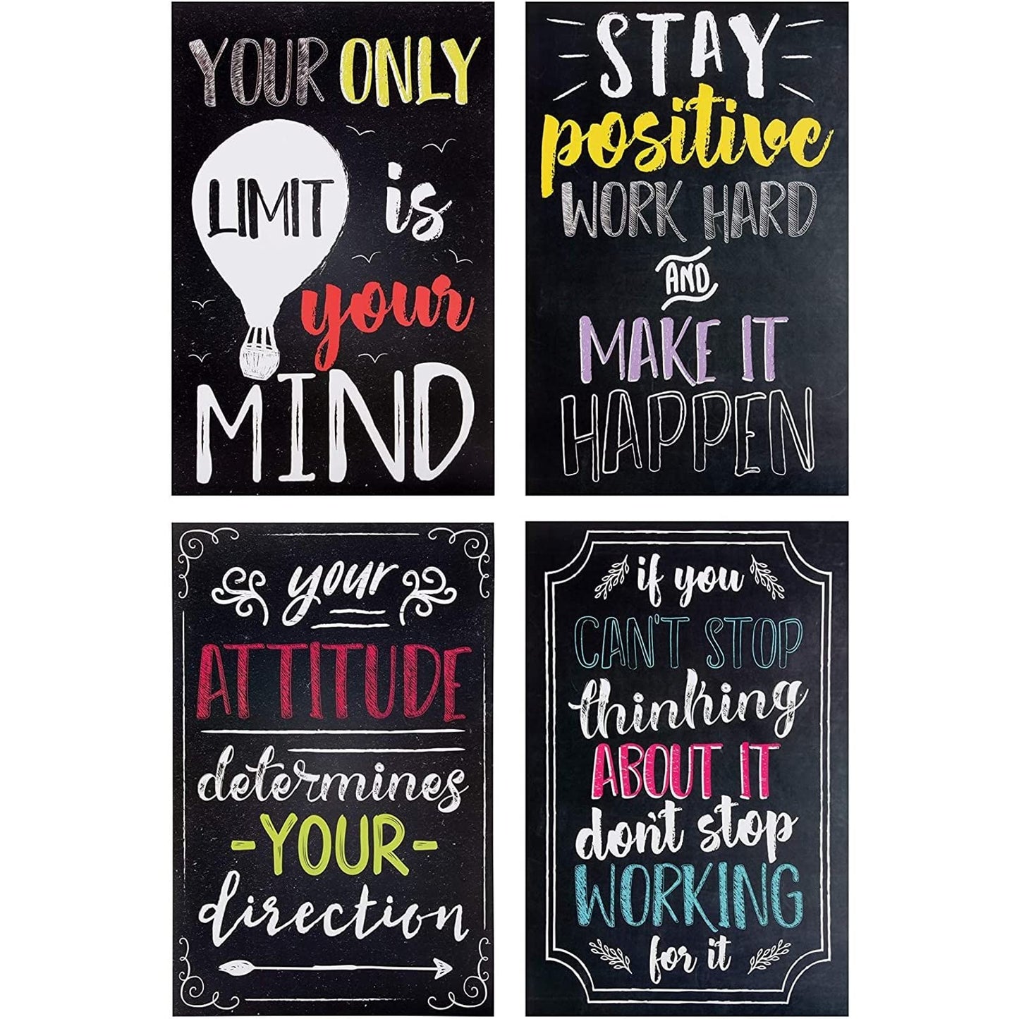 Juvale 20-Pack 13x19 in Motivational Classroom Posters - Chalkboard-Style Wall Decor, Classroom Decor, Bulletin Board Decorations, School Supplies for Teachers, Growth Mindset Posters