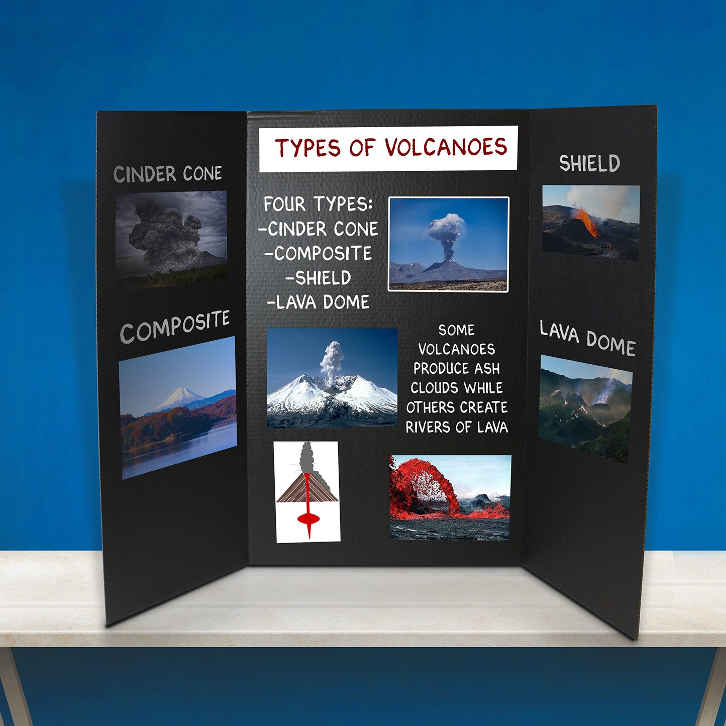 Flipside Products 36” x 48” Project Boards for Presentations, Science Fair, School Projects, Event Displays and Trifold Picture Board, Proudly Made in USA - Black - 4 Pack