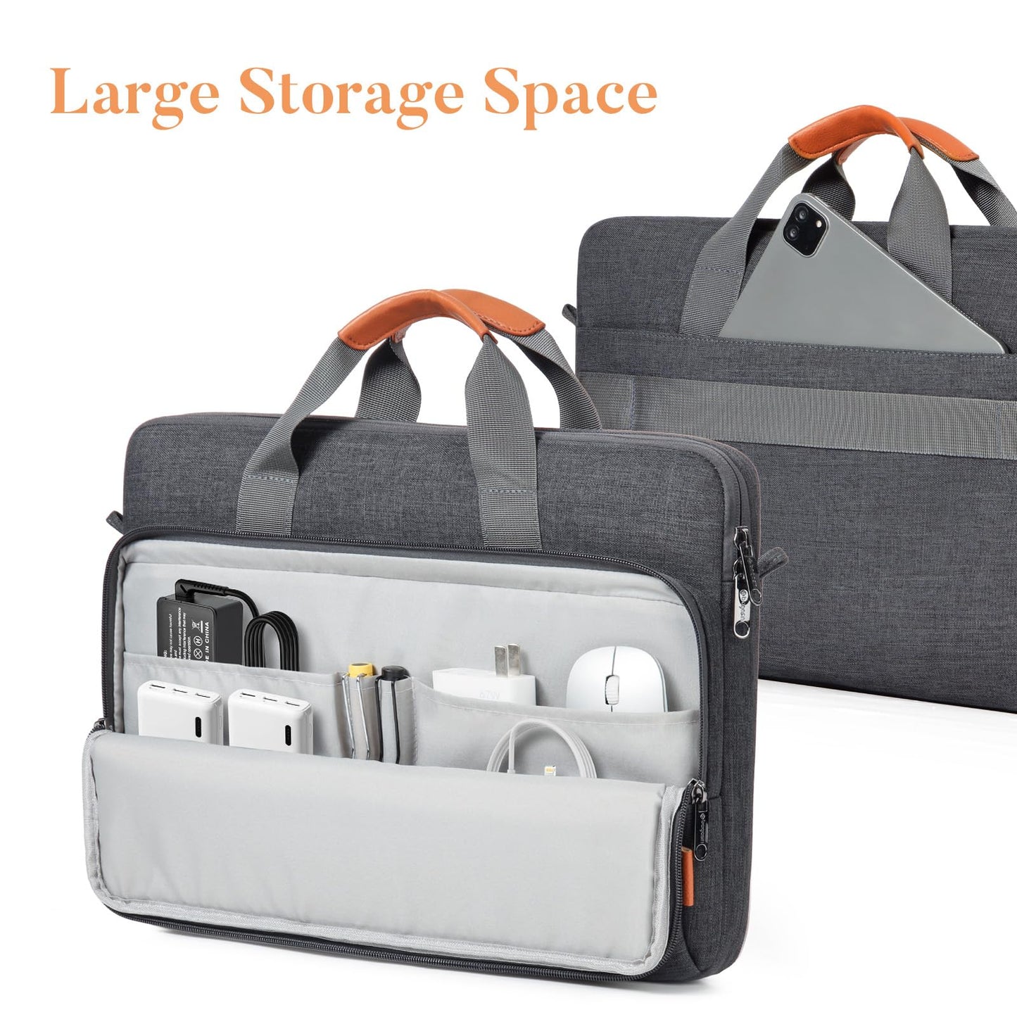 bagasin 17 17.3 18 inch Laptop Computer PC Shoulder Bag Carrying Case, Water-Repellent Fabric Briefcase, Lightweight Toploader, Business Casual or School