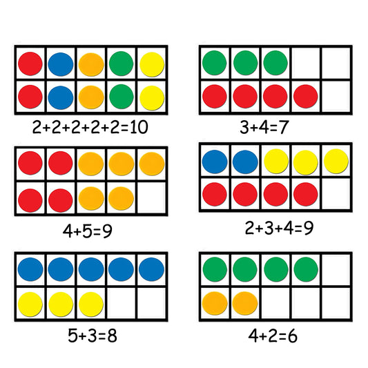 BAIVYLE Foam Magnetic Ten Frame Set for Toddlers - 5 Ten Frames with 55 Magnetic Counters | Math Manipulative for Addition, Subtraction & Number Sense | Classroom & Homeschool Supplies
