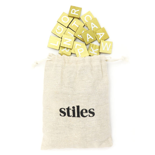 Stiles 100 Piece Magnetic Wooden Letter Tiles - Alphabet Magnets for Whiteboards, Refrigerators & Magnetic Letter Boards - Changeable Letters for Craft & Announcements, Gold