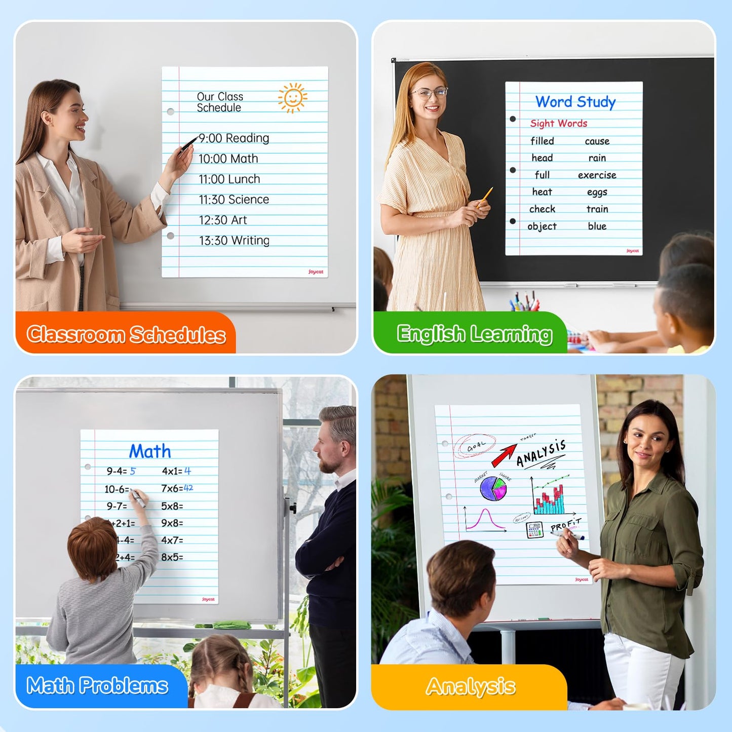 JoyCat Giant Magnetic Dry Erase Notebook Paper, 22" L x 28" H Handwriting Lined White Board for Classroom Must Haves,Whiteboard Accessories for Homeschool Teaching Supplies