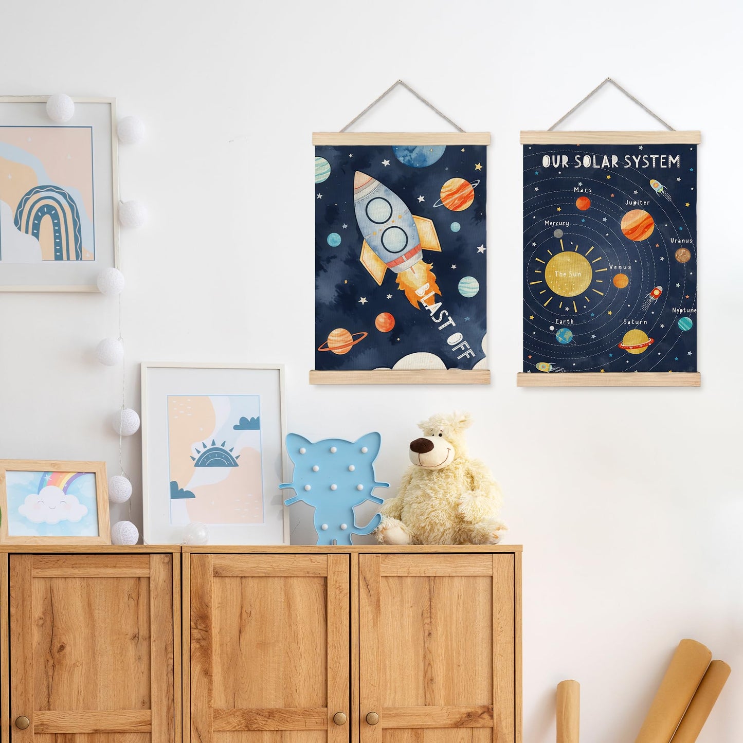 URLLUAE Solar System Poster Hanger Frame, Outer Space Room Decor, Solar System for Kids, 12x16 Inches Set of 2