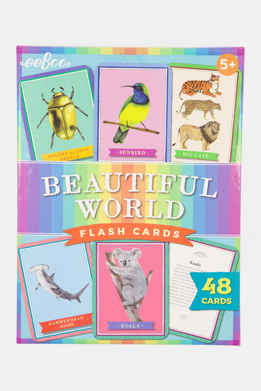 eeBoo: Beautiful World Educational Flashcards, 48 Cards Showcasing Various Animals, Learn About Mammals, Insects, Birds & Reptiles. Perfect for Ages 5 and up