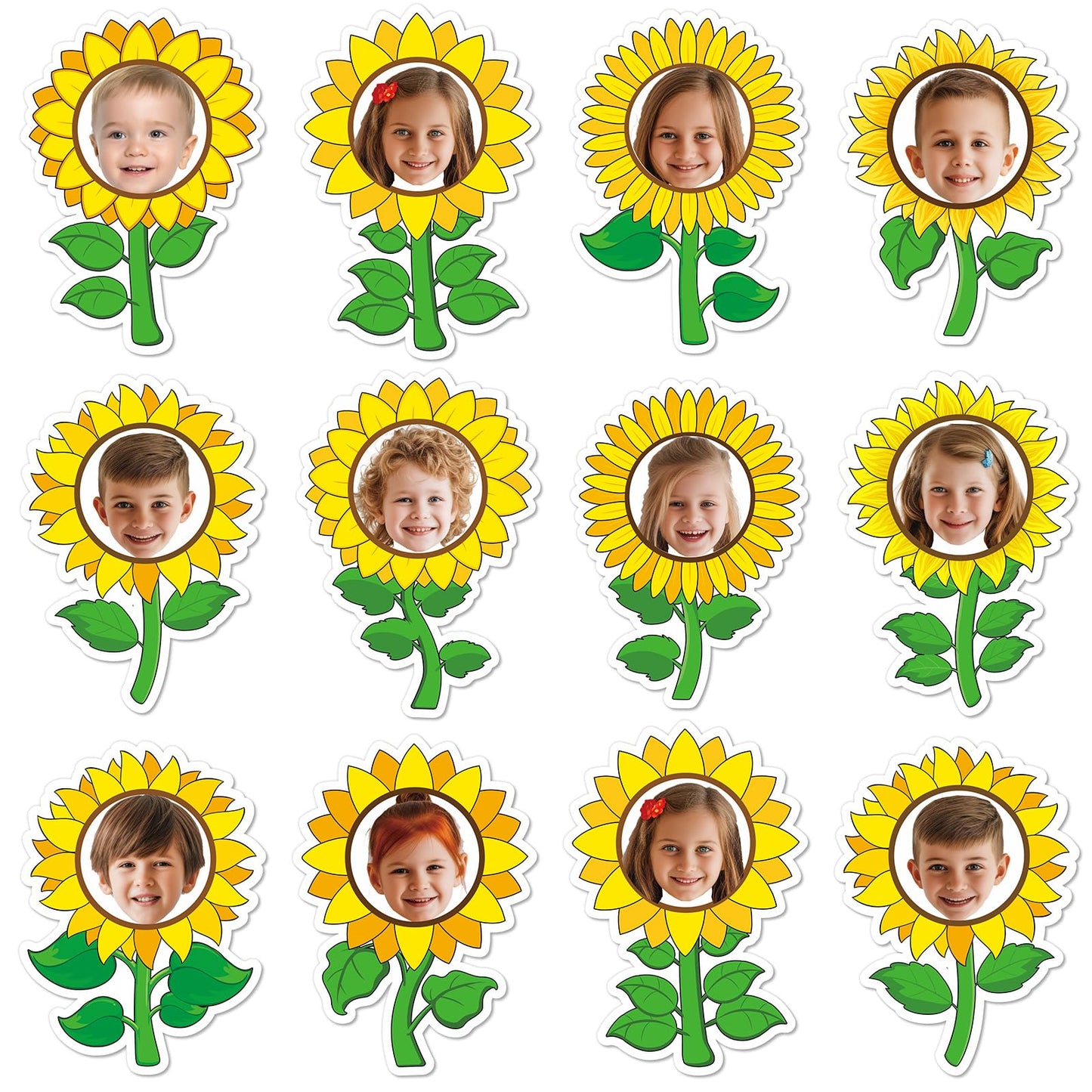 60pcs Sunflower Theme DIY Cutouts Sunflower Bulletin Board Decoration Set Bright Sunflowers Paper Cut-Outs Classroom Decor for Boy Girl Classroom DIY Photo Craft Kindergarten School Wall Door Supplies