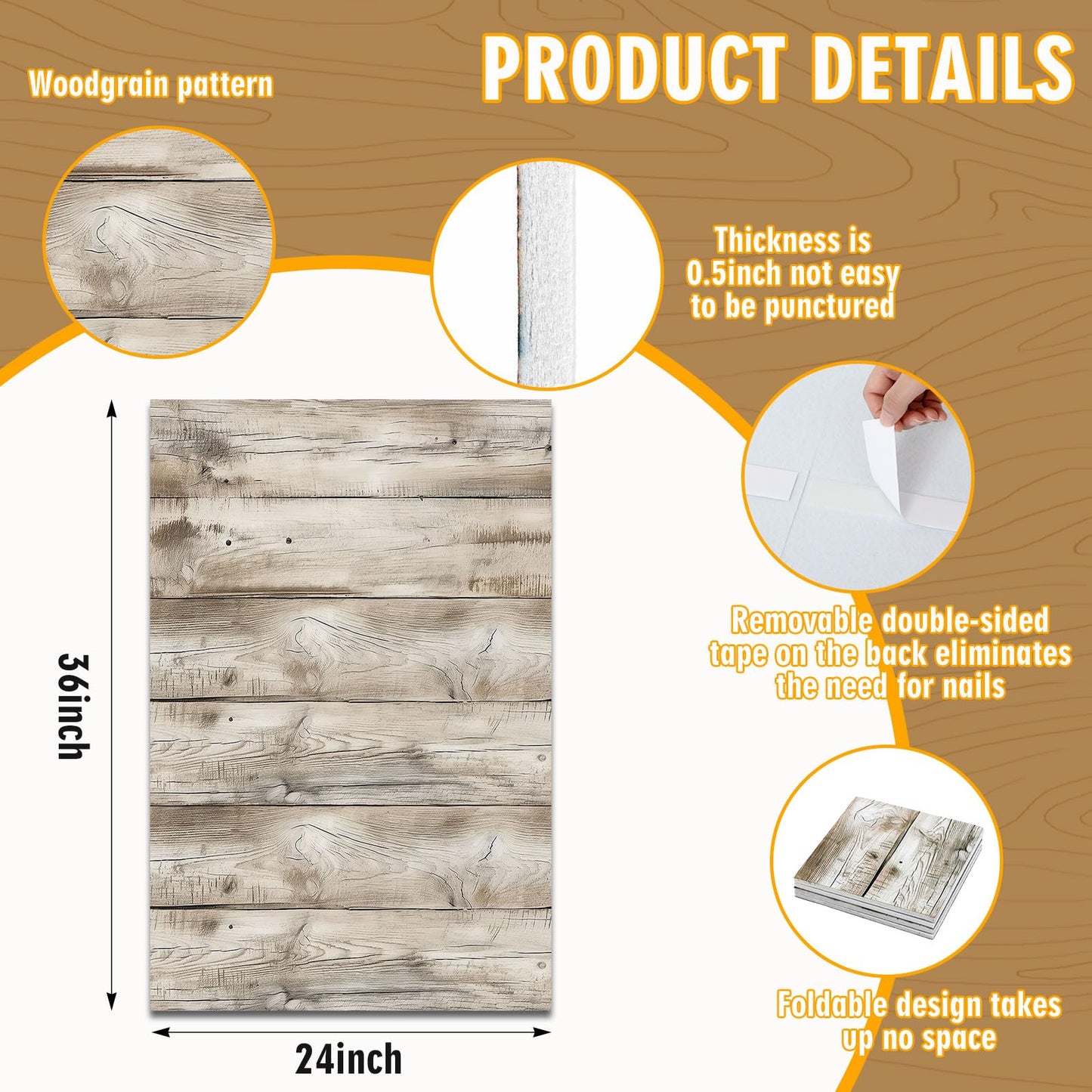 Hahafelt 36 x 24 x 0.5 Inch Felt Wood Grain Dart Board Wall Protectors Square Dart Board Backing Tiles Dartboard Backboard Cork Backboards Alternative (Light Grain)