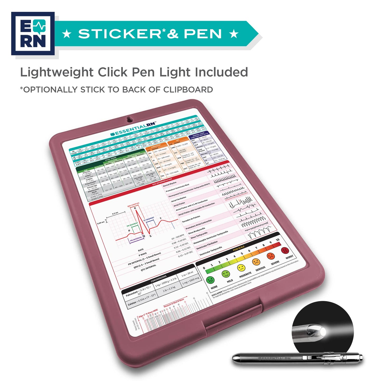 Essential RN Heavy Duty Nursing Clipboard with Storage Compartment, Penlight & Clinical Cheat Sheets – Nurse Clipboard Binder with Pen Holder - Perfect Nursing Accessories for Nursing Students